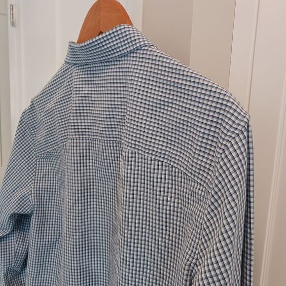 Mens Michael Kors Button Down Shirt Checked Blue White - Picture 8 of 13